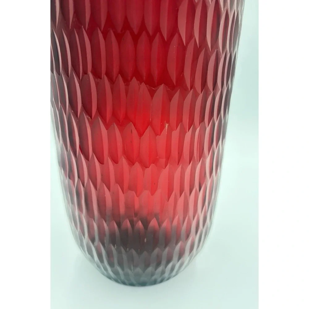 Vintage Ruby Red Flashed Glass Vase Large 15